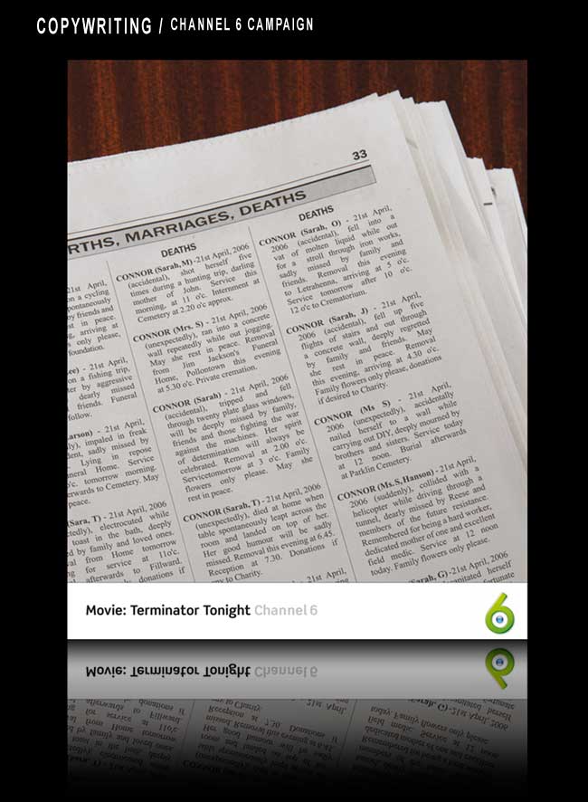 Copywriting work - Terminator 2 newspaper advertisement