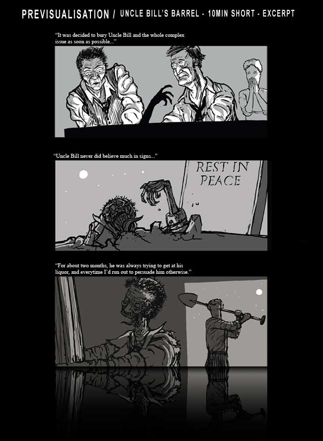 Storyboarding - Previsualisations for Uncle Bill's Barrel